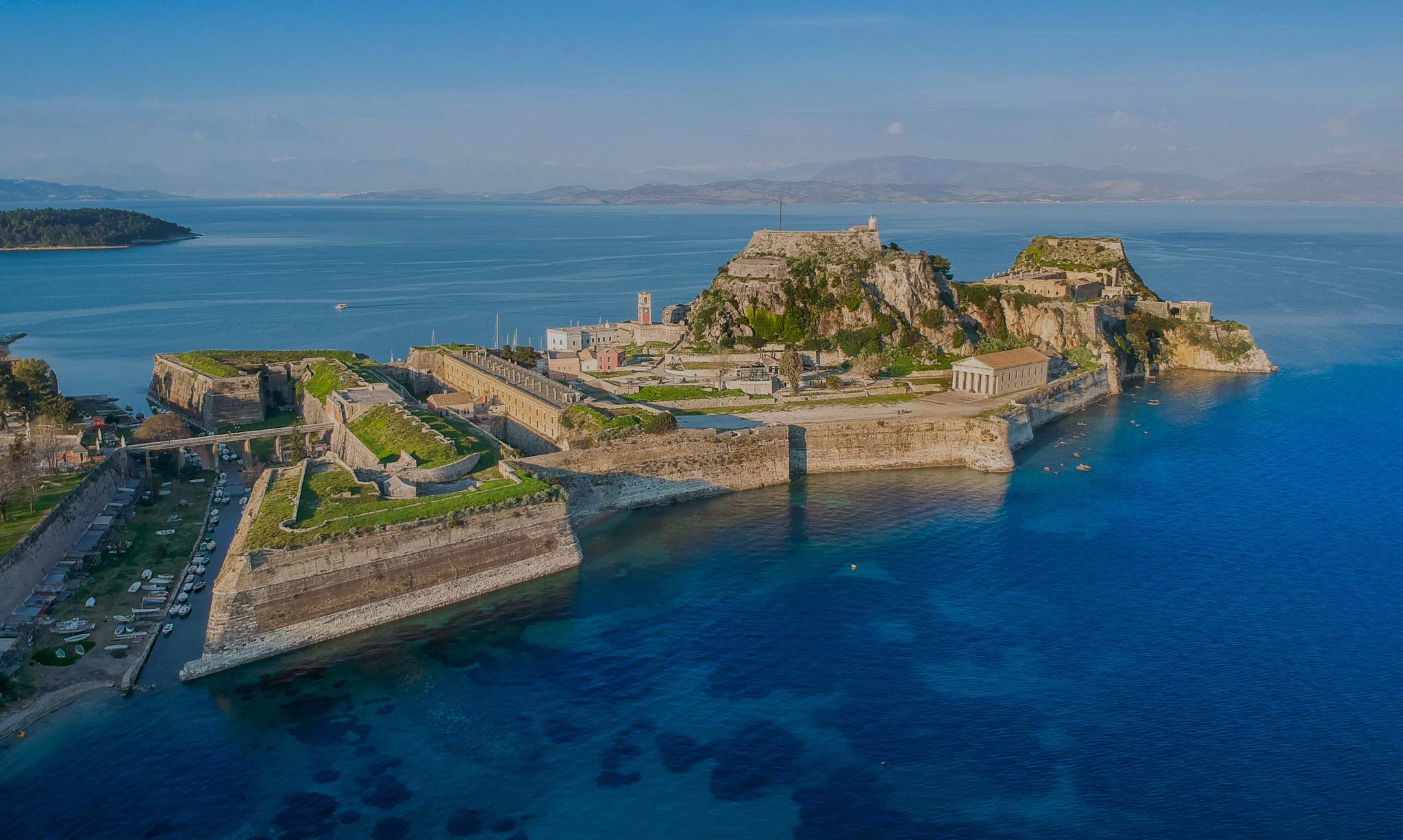 corfu homes old fortress town